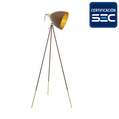 Lmpara de pie 135cm acero caf 1 luz 60W E27.