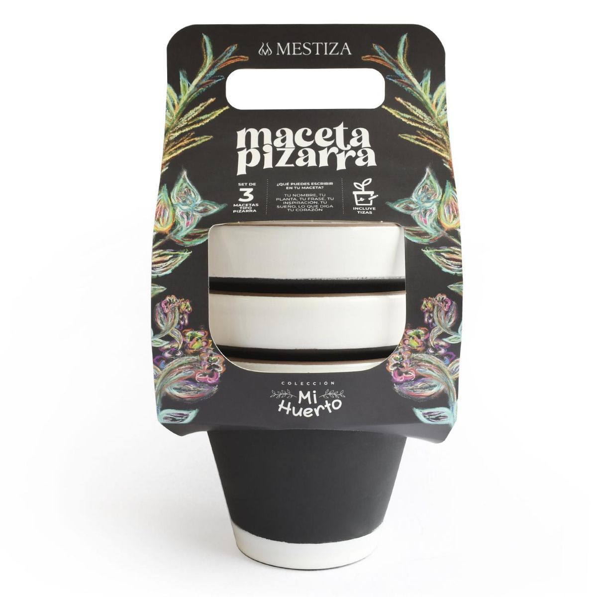 MESTIZA - Set 3 Maceteros Kony de Arcilla x19 cm Blanco