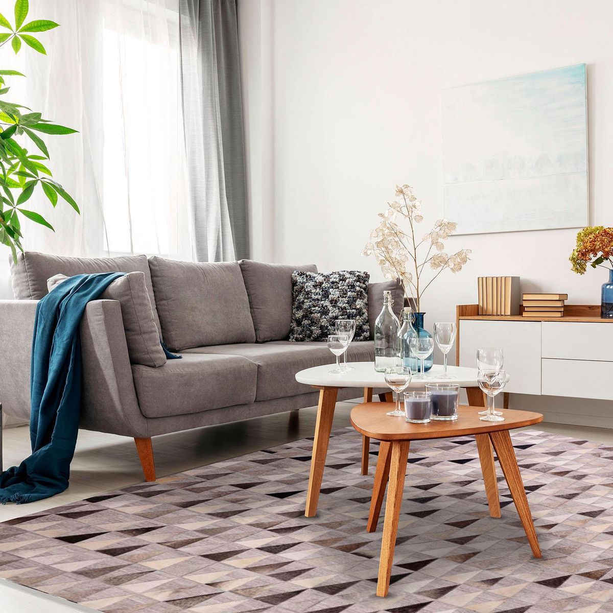 DIB - Alfombra natural leather design 140x200 cm 1680 silver