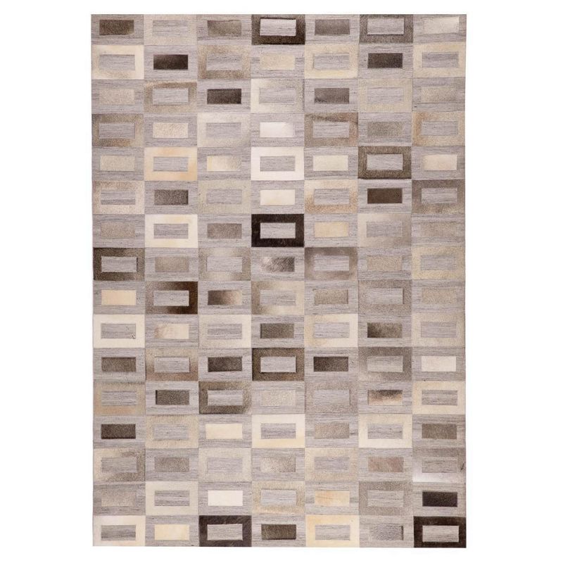 DIB - Alfombra natural leather design 140x200 cm 6883 silver