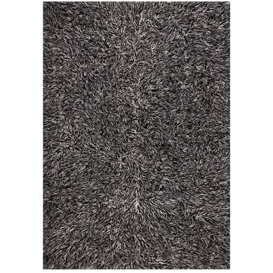 Alfombra flokati 170x240 cm negra/blanca