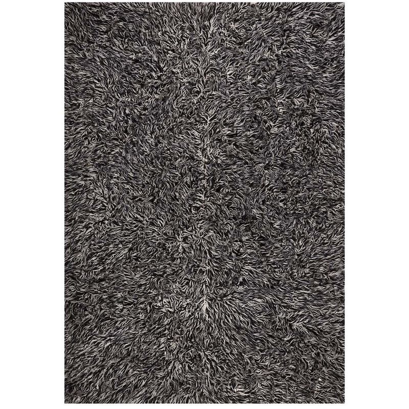 DIB - Alfombra flokati 170x240 cm negra/blanca