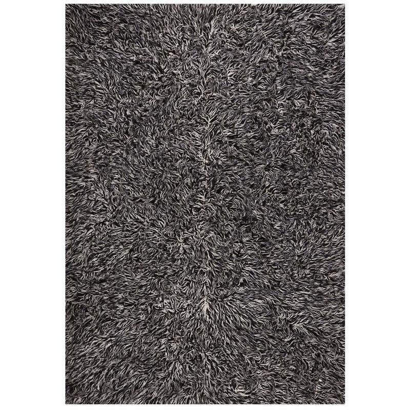DIB - Alfombra flokati 60x120 cm negra/blanca