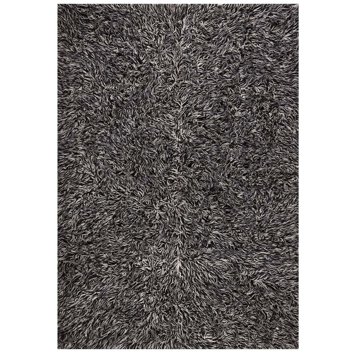 DIB - Alfombra Flokati 140x200 cm Lana Negro/Blanco