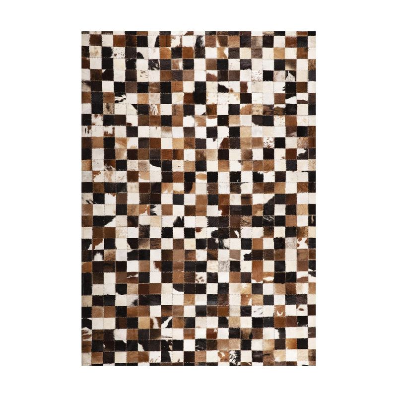 DIB - Alfombra cuero fashion 160x230 cm small matador café/blanco