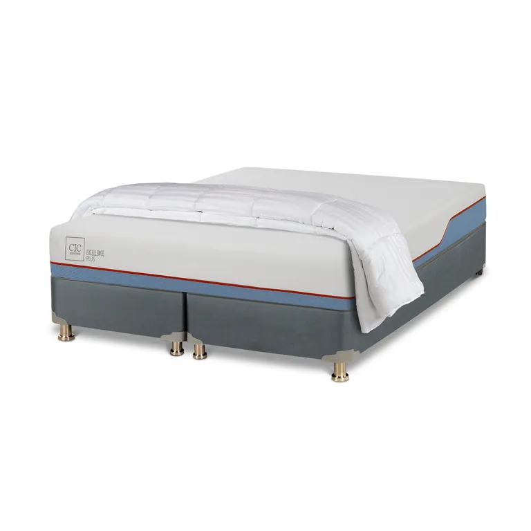 Box Americano 2 plazas Box Spring Excellence Plus Gris