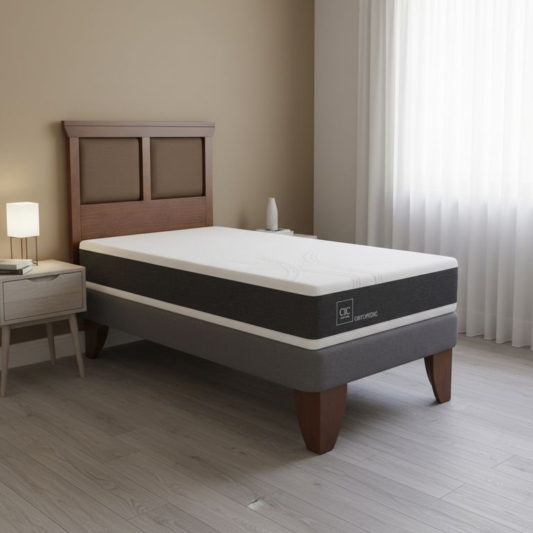 Cama Europea New Ortopedic 1.5 Plazas + Muebles