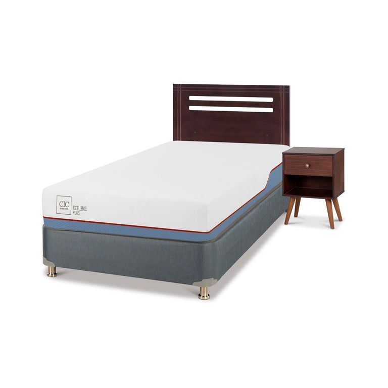 Box Spring Excellence Plus 1.5 Plazas + Muebles