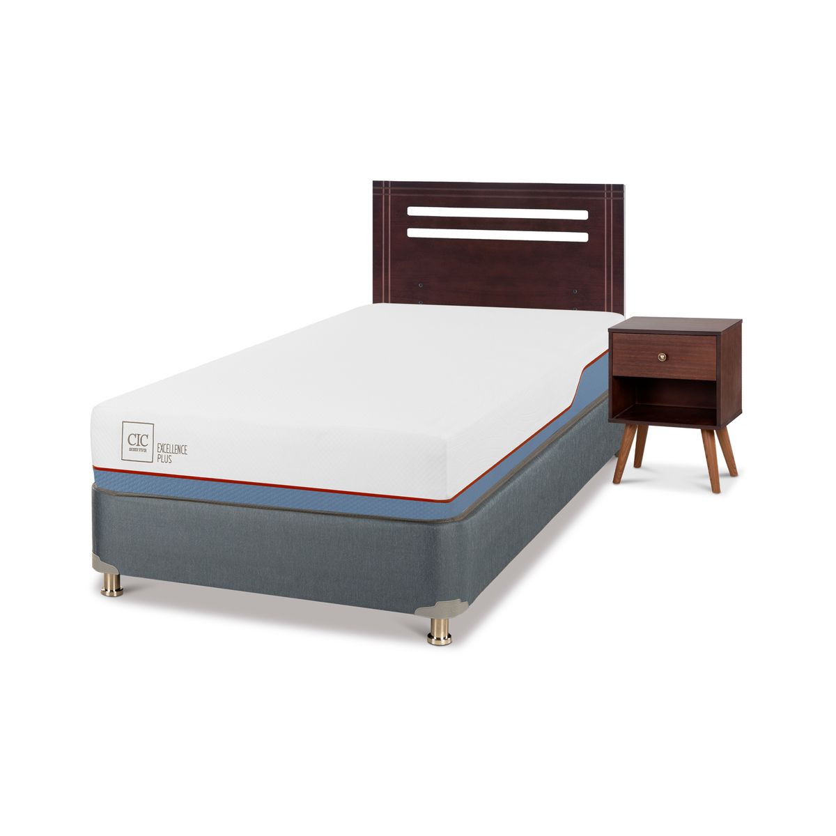 CIC - Box spring Excellence Plus 1.5 plazas + Muebles