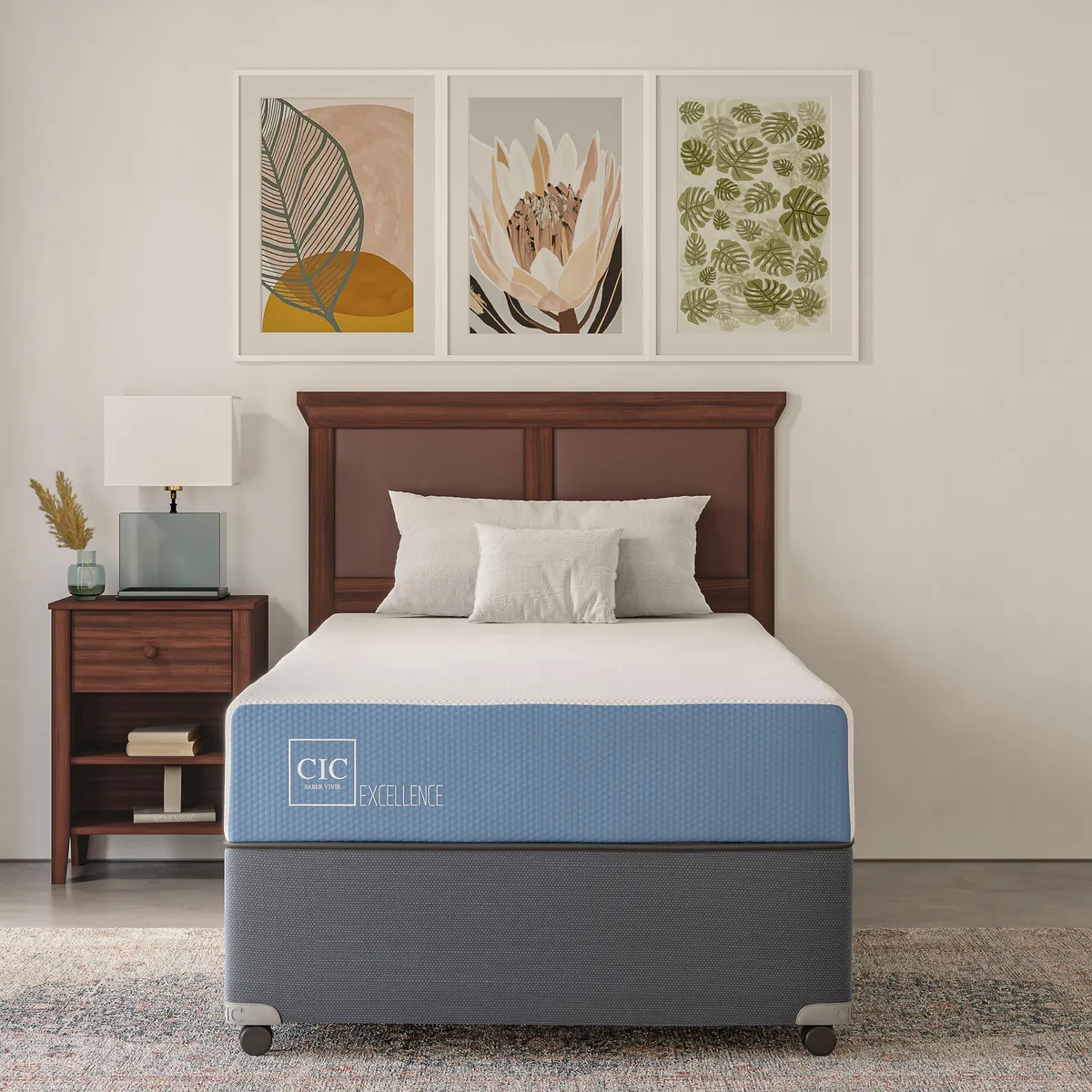 CIC - Box spring Excellence 1 plaza + Muebles