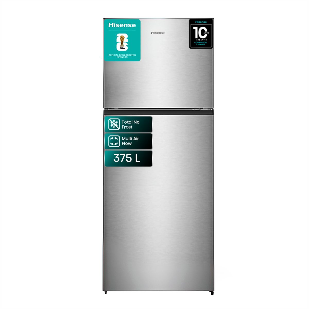 HISENSE - Refrigerador Top Freezer No Frost 375 Litros Inox RD-49WRD