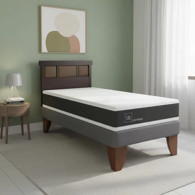 CIC Cama Europea New Ortopedic 1.5 Plazas + Muebles