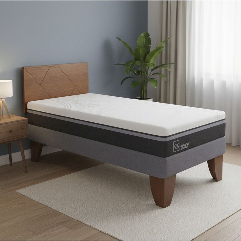 Cama Europea Ortopedic Advance 1.5 Plazas + Muebles