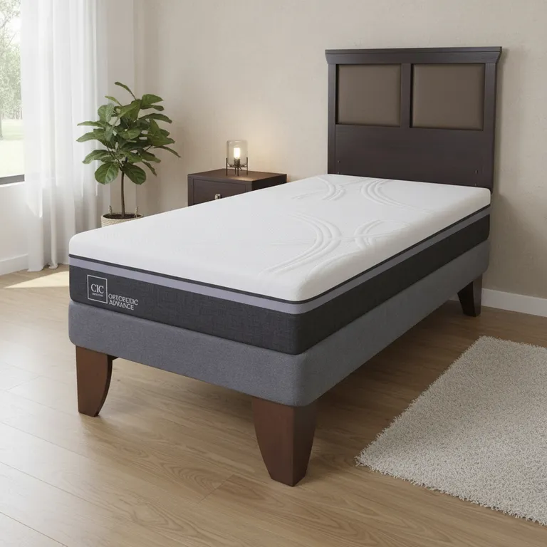 CIC Cama Europea Ortopedic Advance 1.5 Plazas + Muebles