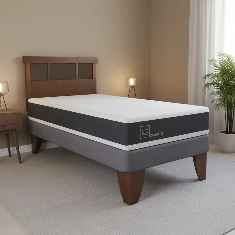 CIC Cama Europea New Ortopedic 1.5 Plazas + Muebles