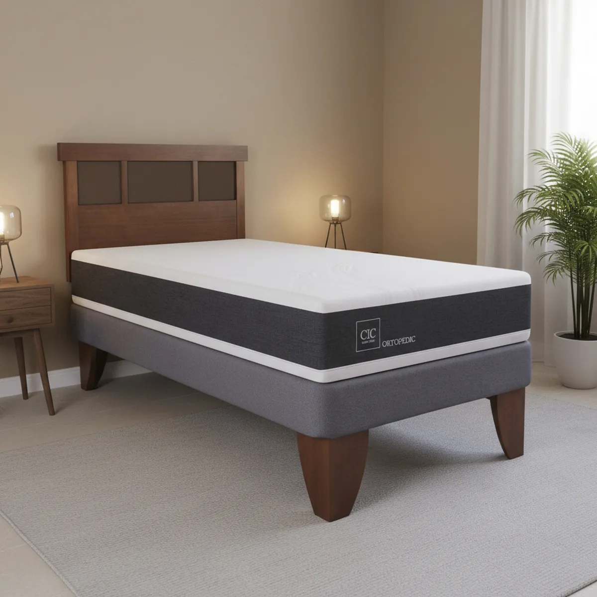 Cama Europea New Ortopedic 1.5 Plazas + Muebles, marca CIC - Foto Principal