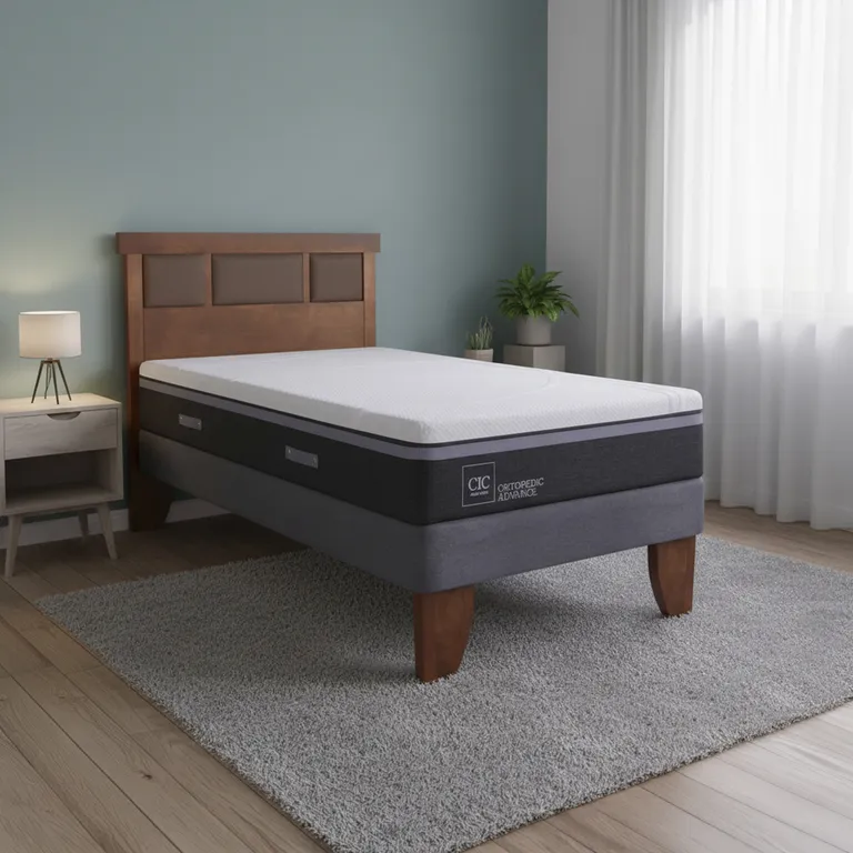 Cama Europea Ortopedic Advance 1.5 Plazas + Muebles