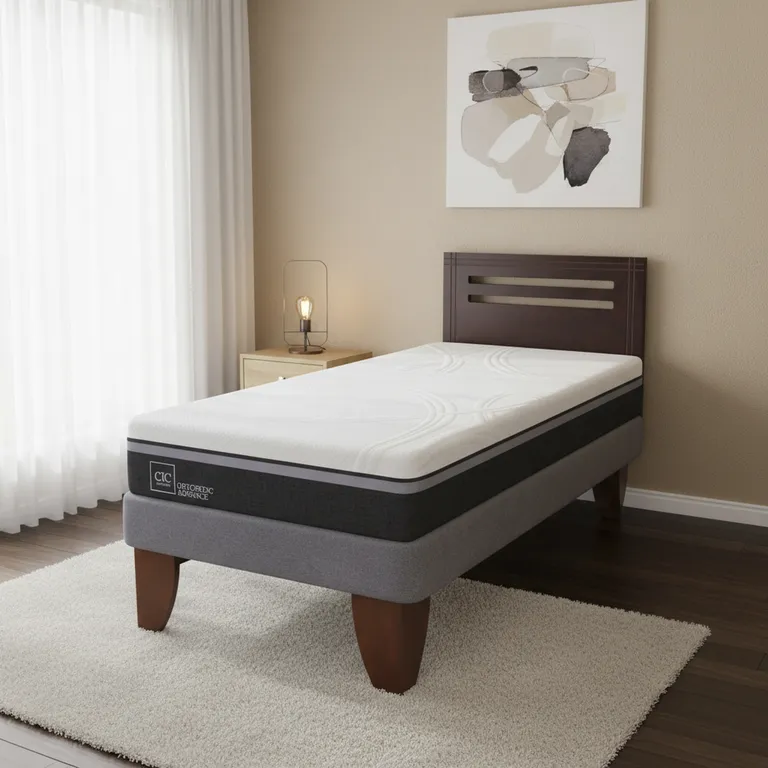 Cama Europea Ortopedic Advance 1.5 Plazas + Muebles