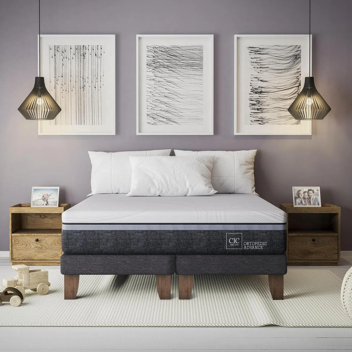 CIC - Cama europea Ortopedic Advance King + Muebles