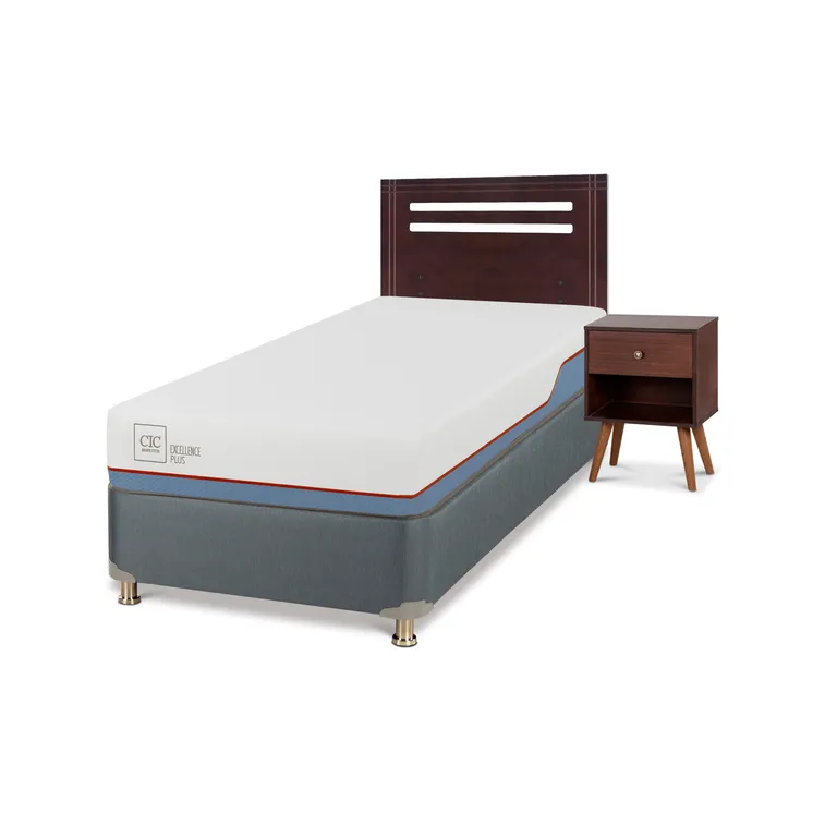 Box Spring Excellence Plus 1 Plaza + Muebles