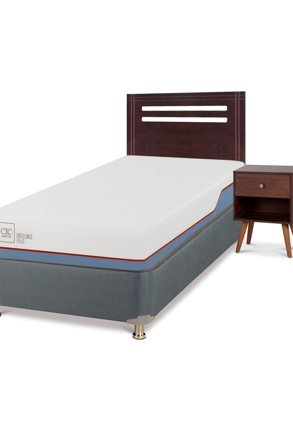 CIC - Box spring Excellence Plus 1 plaza  + Muebles