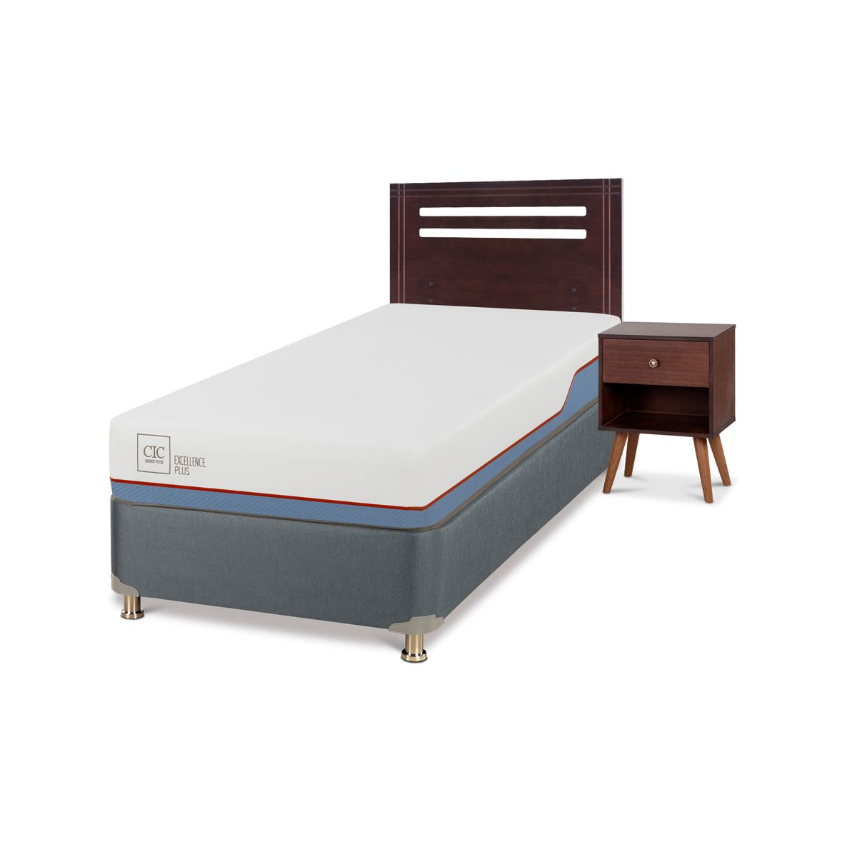 CIC - Box spring Excellence Plus 1 plaza + Muebles