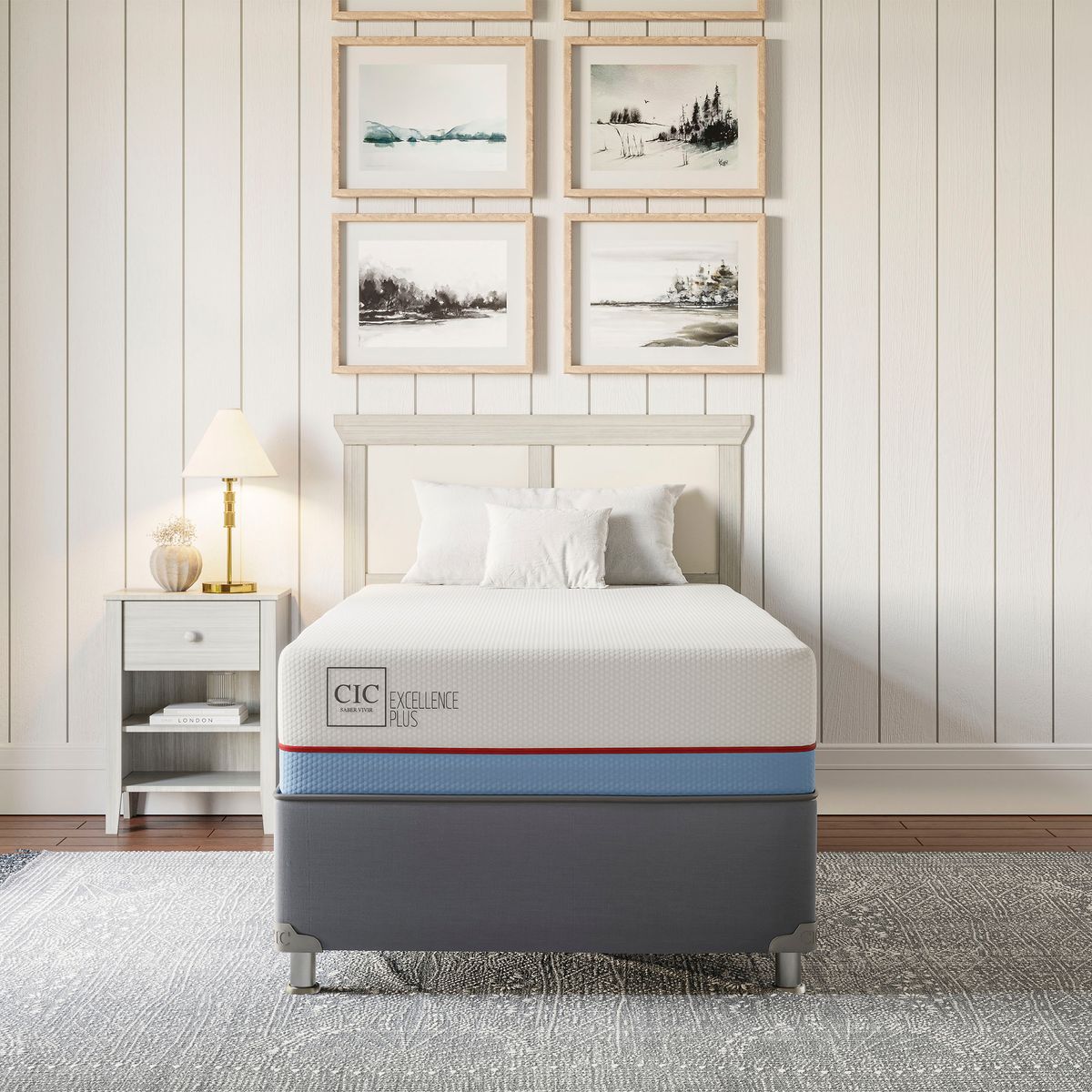 CIC - Box spring Excellence Plus 1 plaza + Muebles