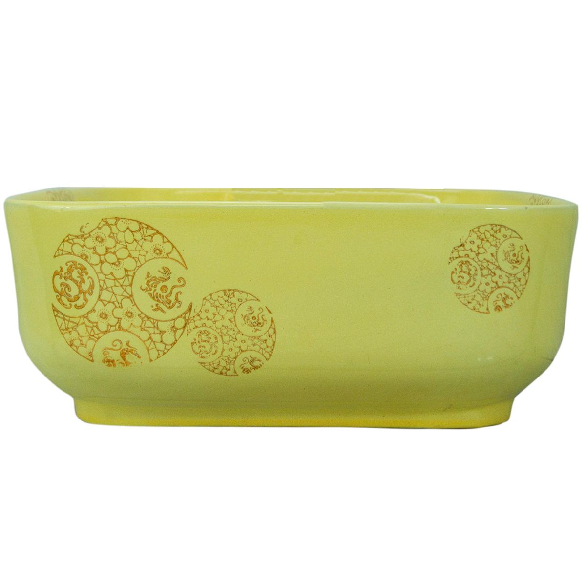 DOMSA - Lavamanos Sobrepuesto Forma Cuadrada Loza 40x15x40 cm Amarillo