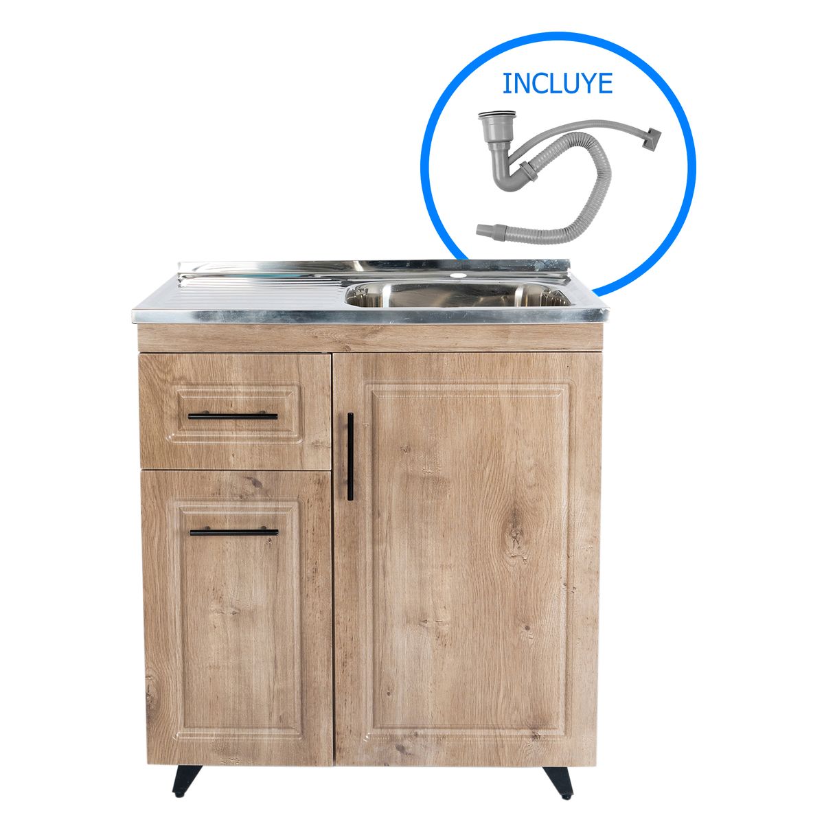 DOMSA - Kit mueble lavaplatos 80WI nogal 80x50x80 cm