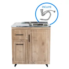 DOMSA - Kit mueble lavaplatos 80WI nogal 80x50x80 cm