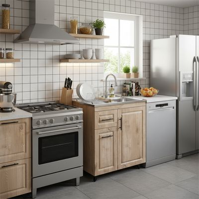 Imagen 2 del producto Kit mueble lavaplatos 80WI nogal 80x50x80 cm