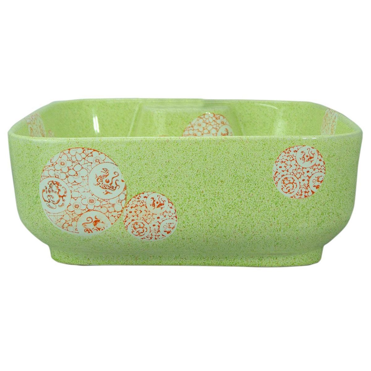 DOMSA - Lavamanos Sobrepuesto Forma Cuadrada Loza 40x15x40 cm Verde