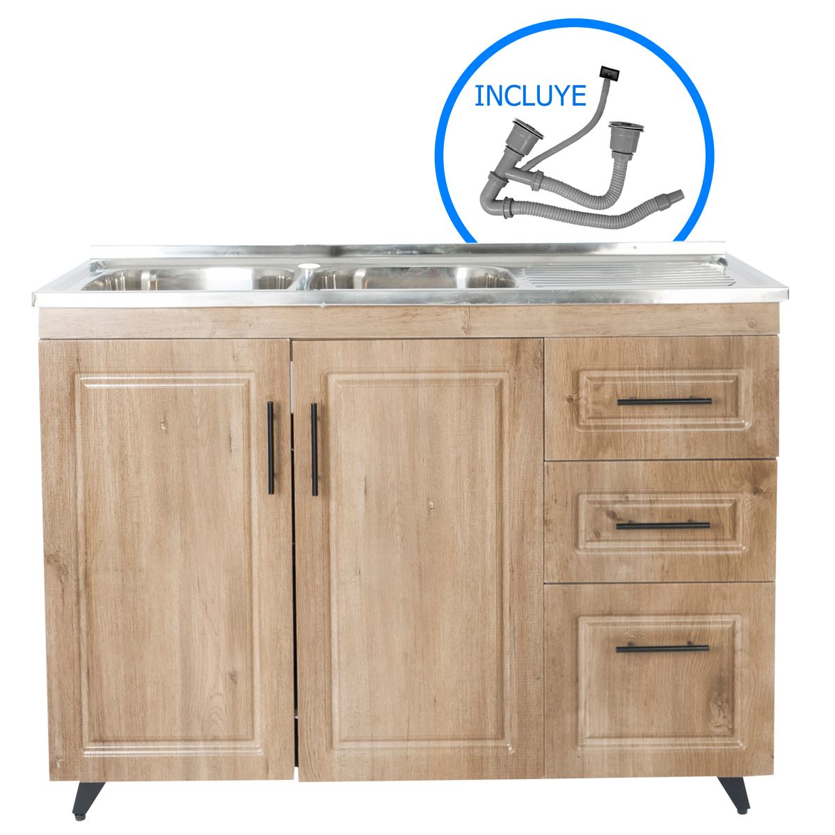 DOMSA - Kit mueble lavaplatos 120WD nogal 120x50x80 cm