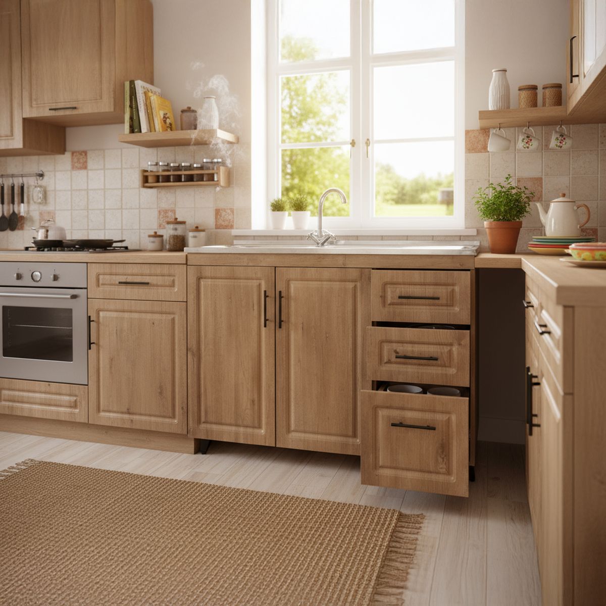 DOMSA - Kit mueble lavaplatos 120WD nogal 120x50x80 cm