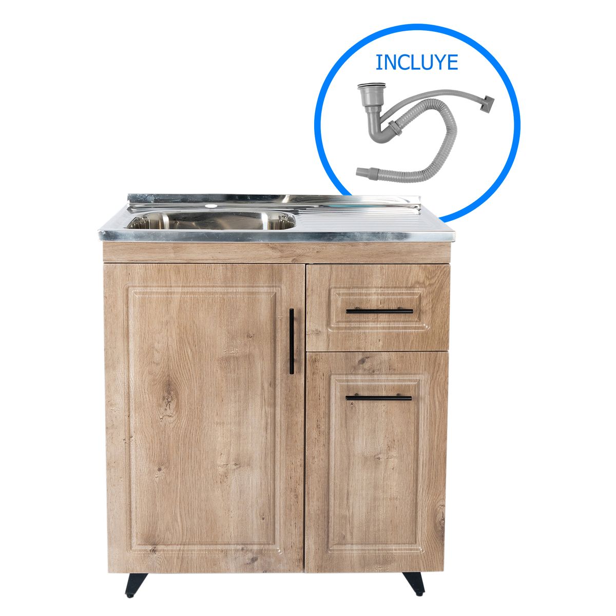 DOMSA - Kit mueble lavaplatos 80WD nogal 80x50x80 cm