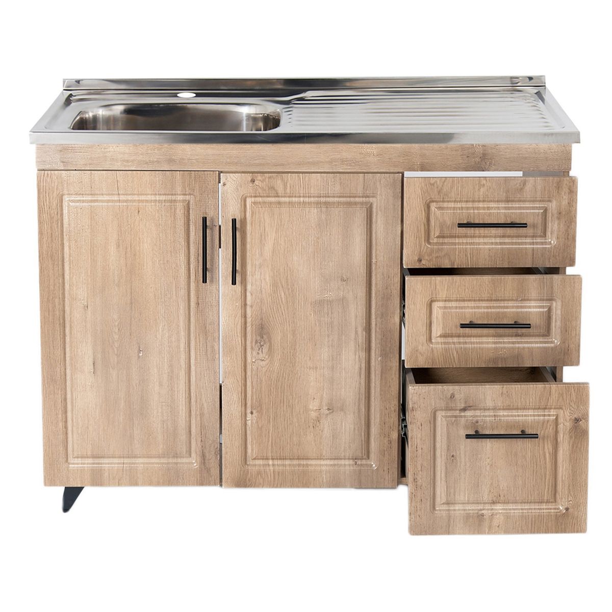 DOMSA - Kit Mueble Lavaplatos 100W Derecho Nogal 100x90x50 cm