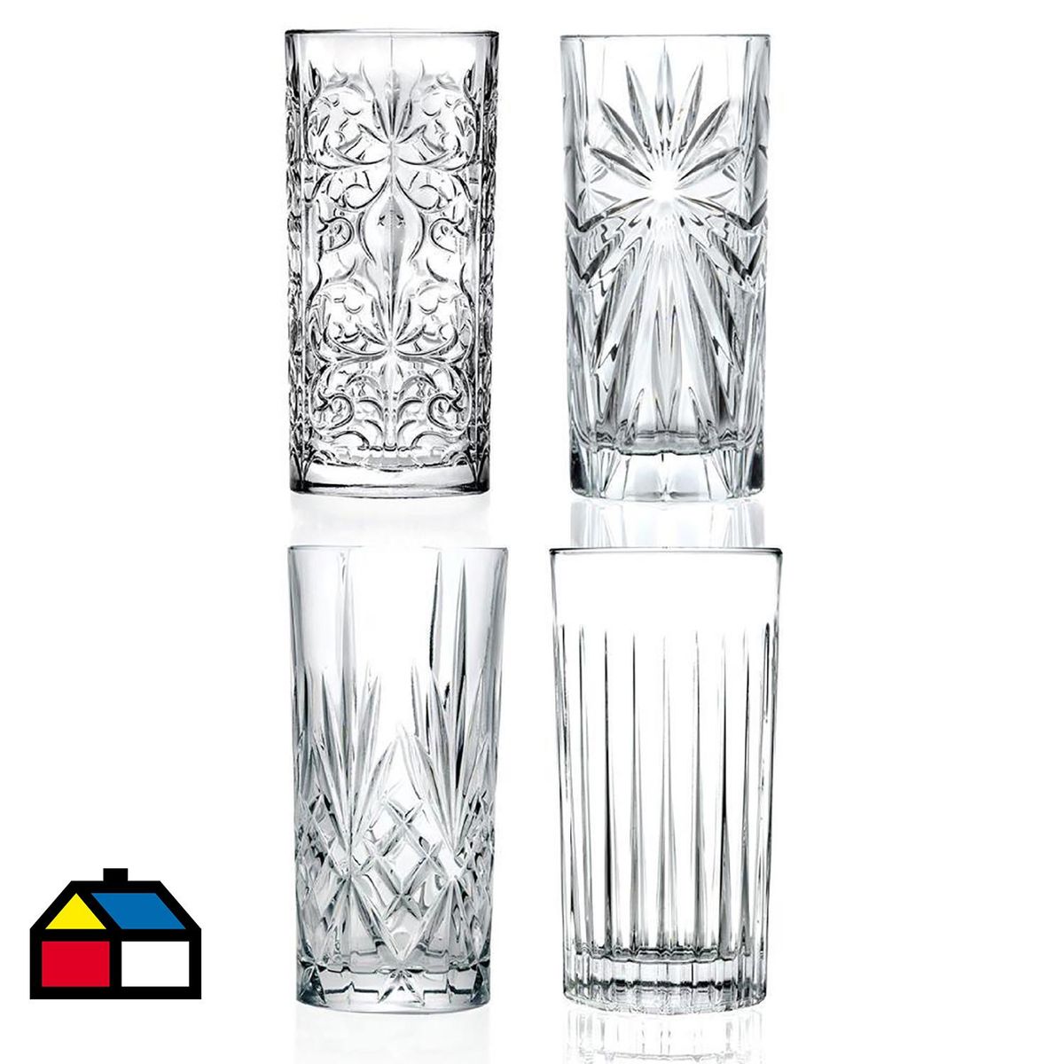 RCR - Set 4 Vasos Alto de Cristal 360 ml Transparente