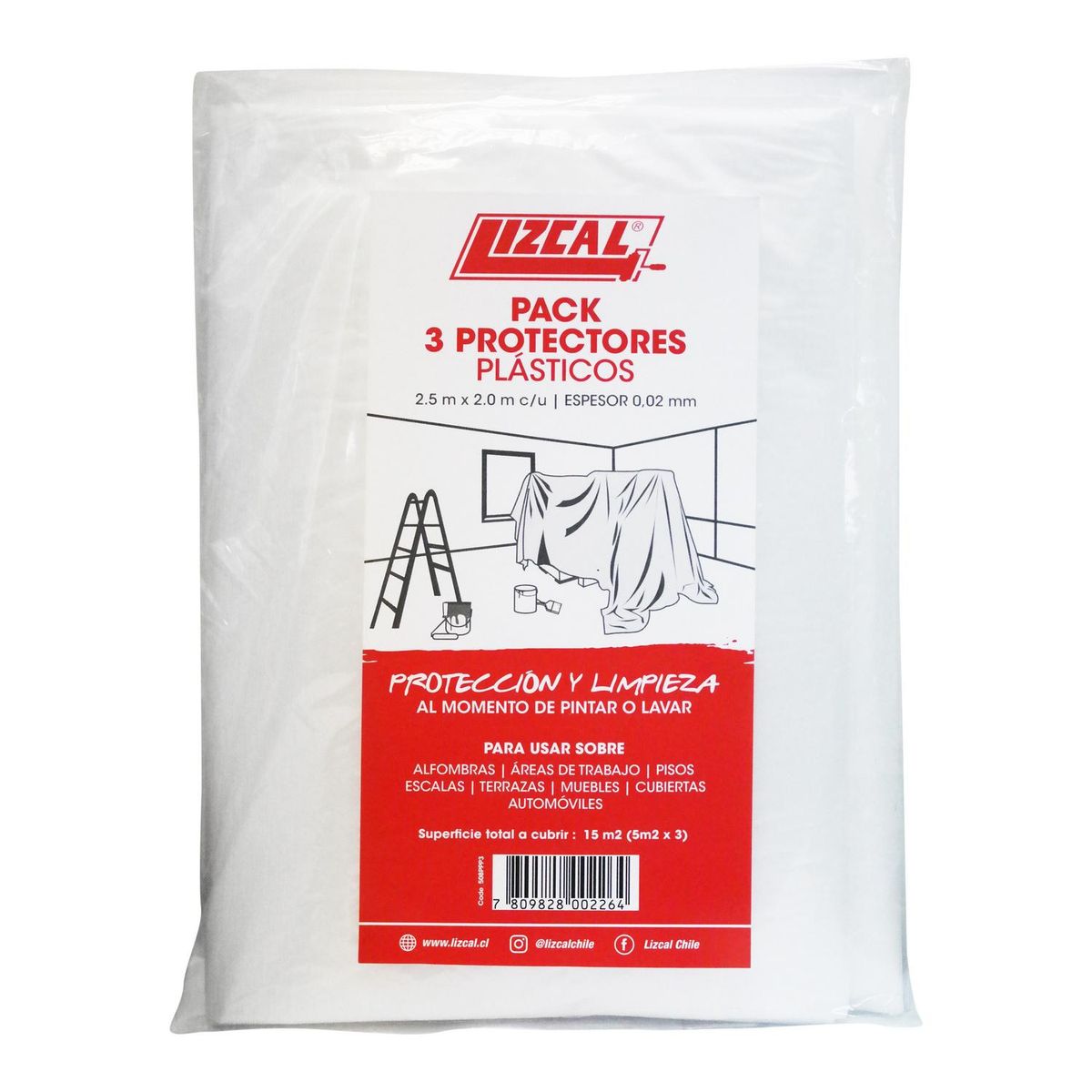 LIZCAL - Pack 3 Protectores Plásticos Alta Resistencia. 2,5m x 2m. Total 15 m2