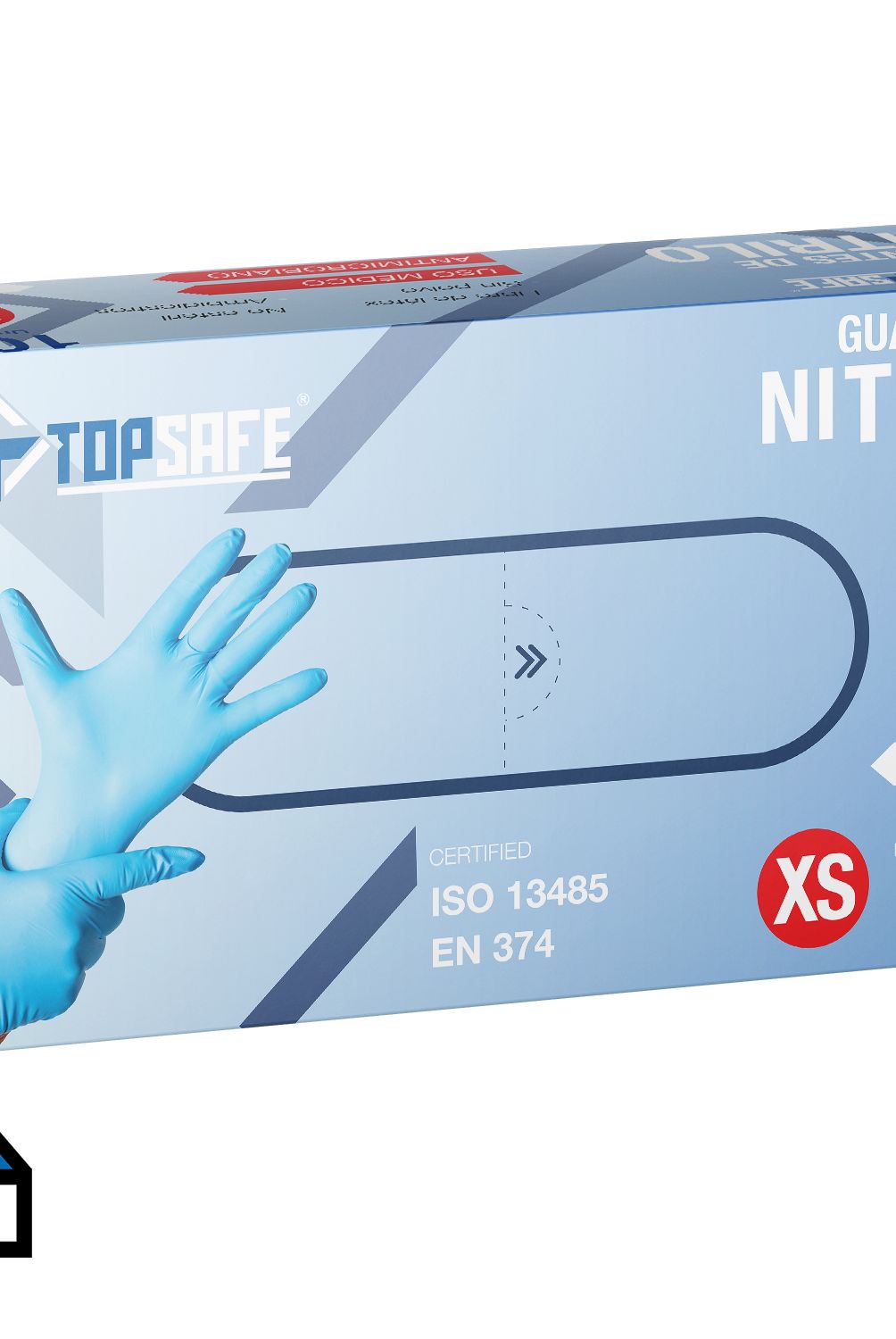 TOPSAFE - Guante desechable de nitrilo talla M caja x 100 unidades