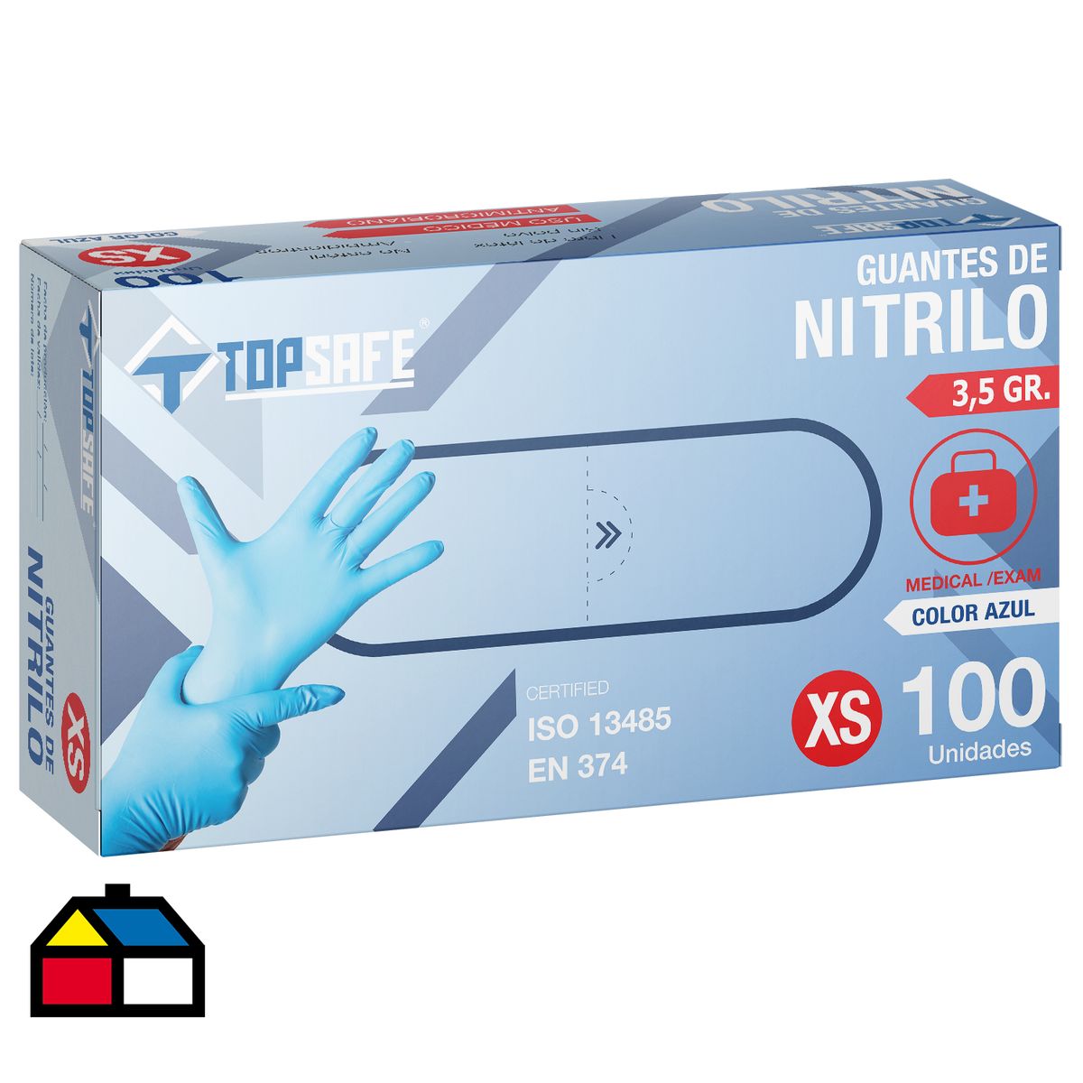 TOPSAFE - Caja de Guantes Desechables 100 Unidades de Nitrilo L