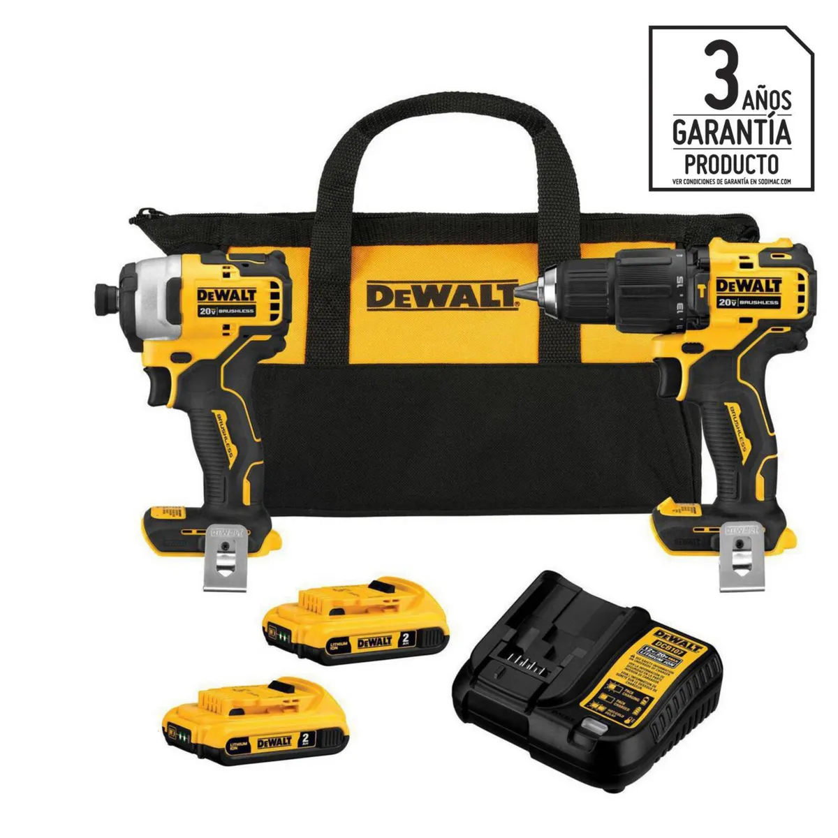 DEWALT - Taladro Inalámbrico Percutor 13mm 20 V/Atornillador/2 Baterías