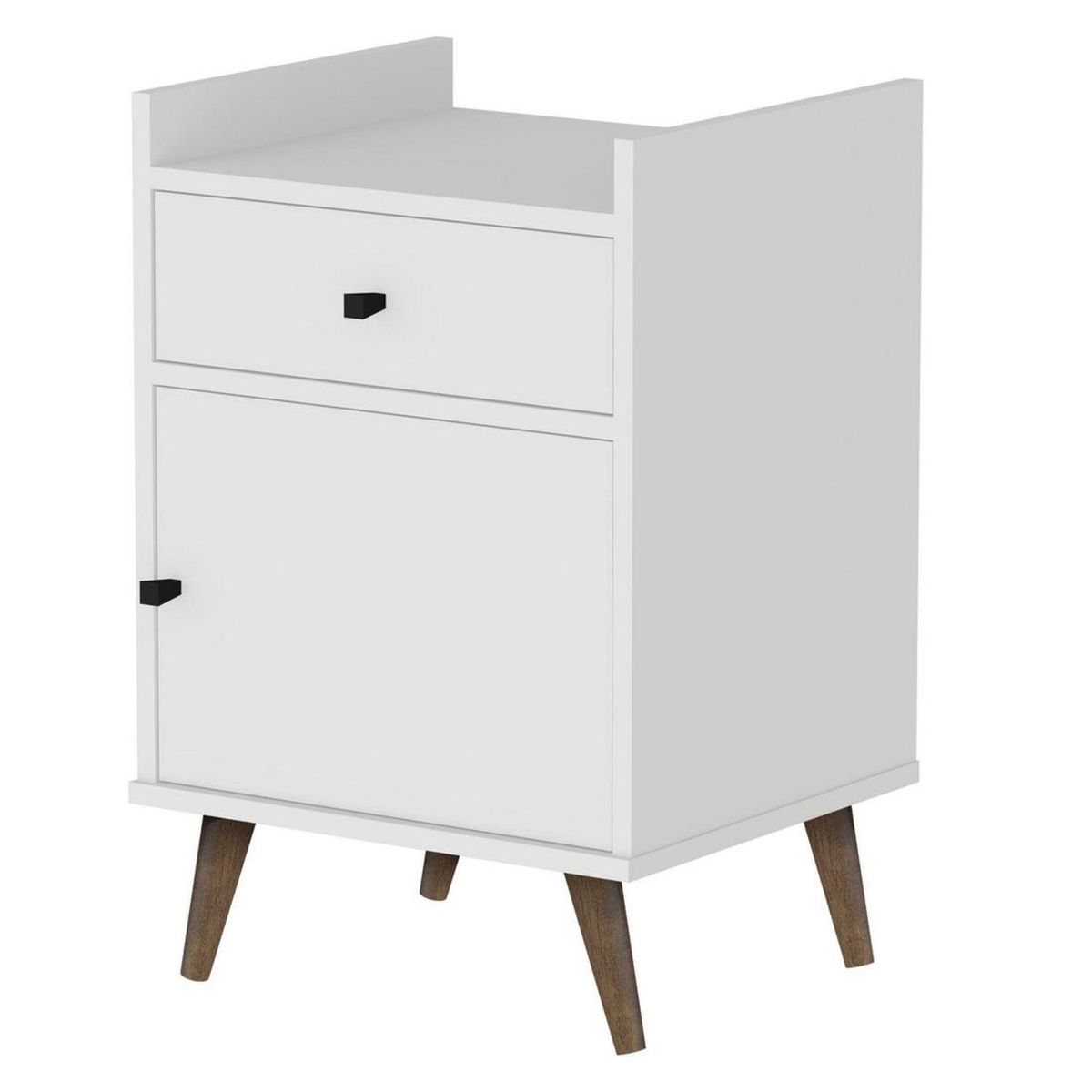 BE DESIGN - Velador 1 Puerta 1 Cajón 40x62x36 cm Blanco