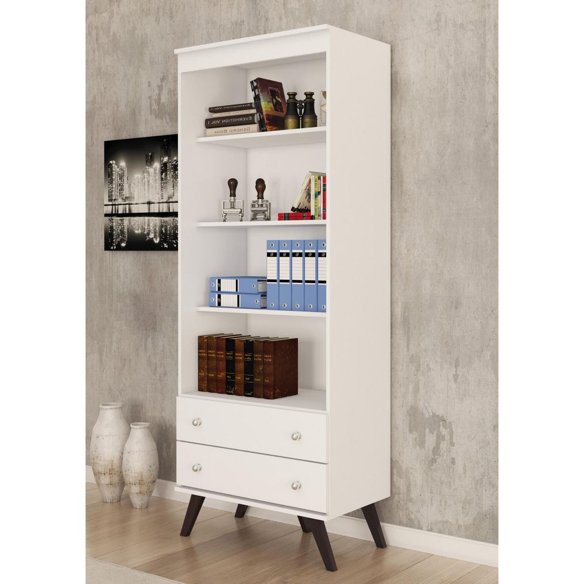 MOBILFRANK - Estante MDP 4 Nivel(es) 78.5x184x31 cm Blanco