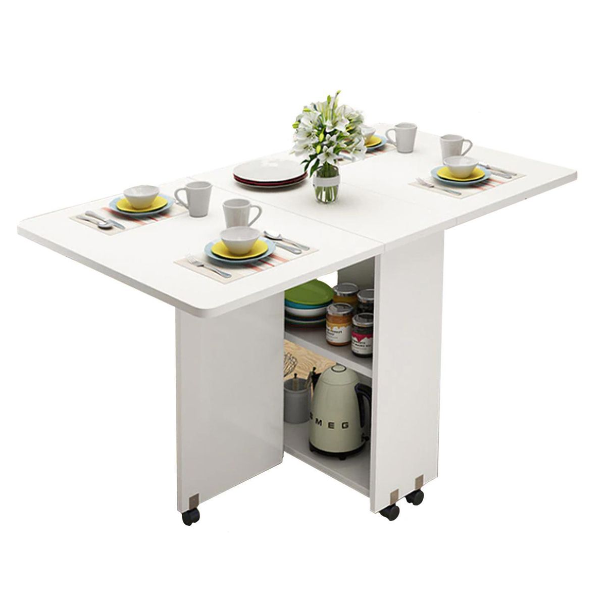 IMPORTADORA USA - Mesa de Comedor Plegable Blanco 140x80x77 cm