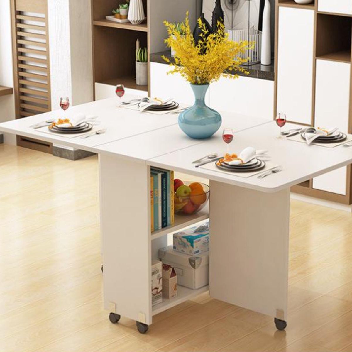 IMPORTADORA USA - Mesa de Comedor Plegable Blanco 140x80x77 cm