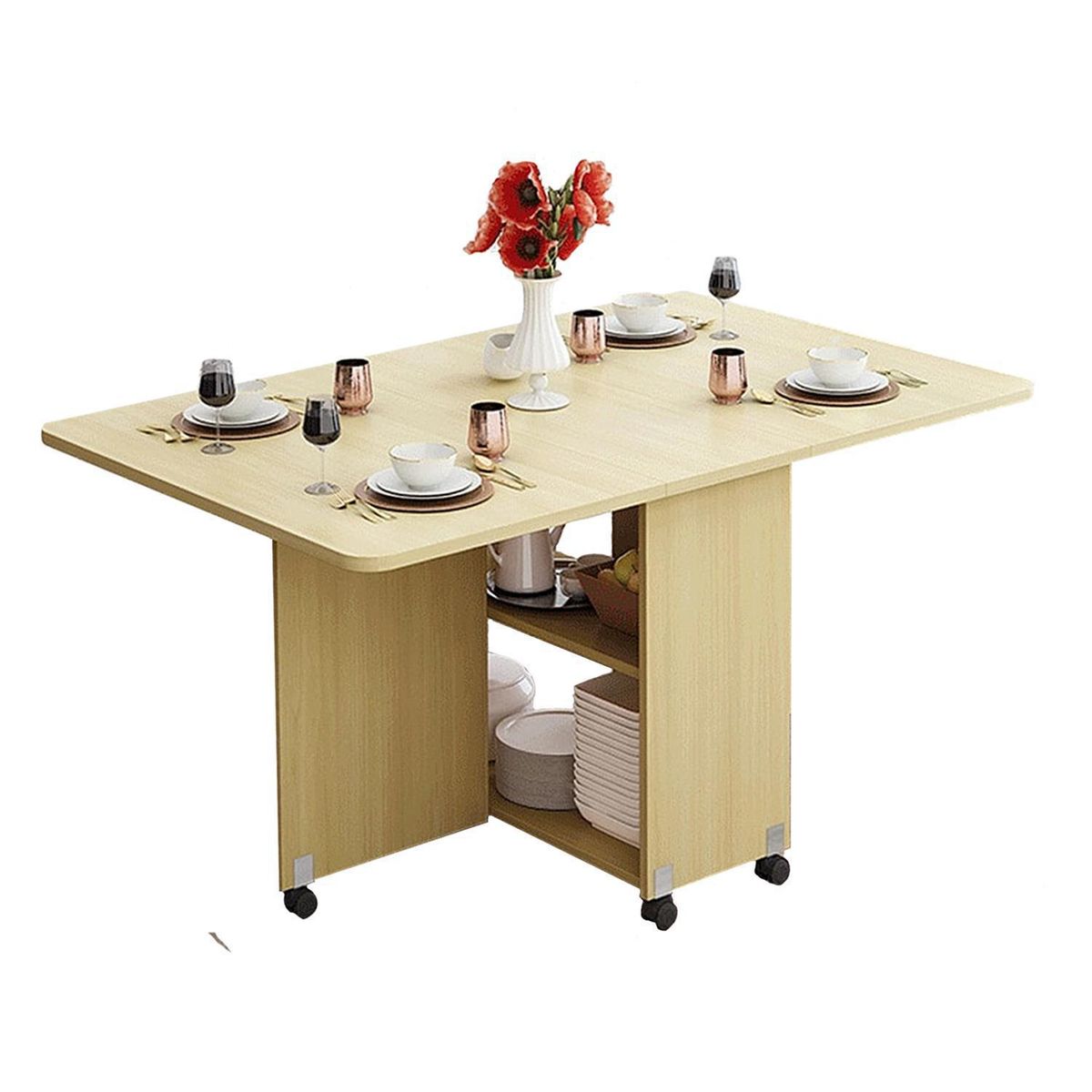 IMPORTADORA USA - Mesa de Comedor Plegable Beige 140x80x77 cm