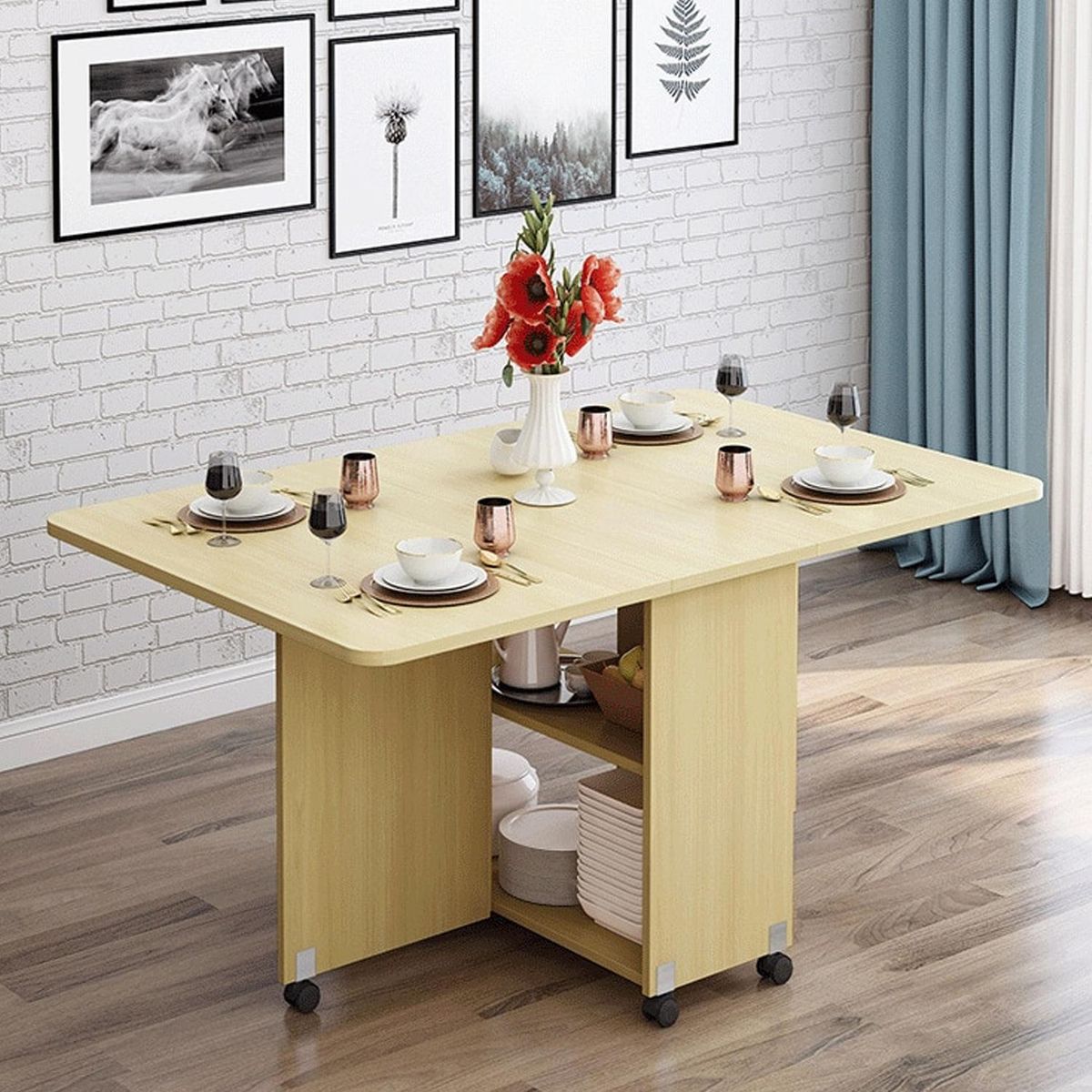 IMPORTADORA USA - Mesa de Comedor Plegable Beige 140x80x77 cm