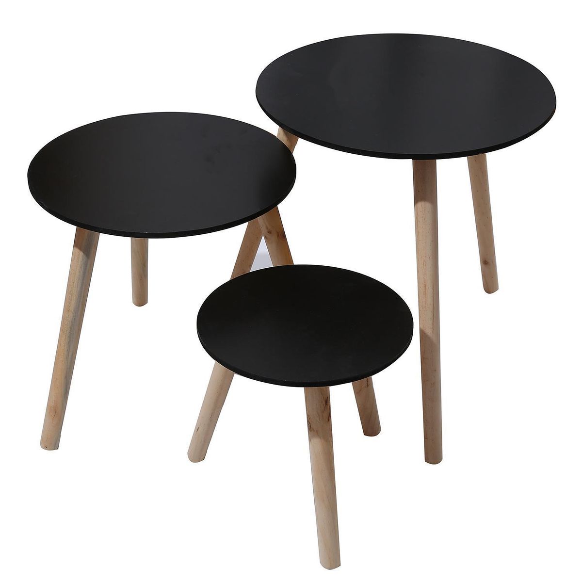 IMPORTADORA USA - Set mesa de centro 3 niveles arrimo Negro