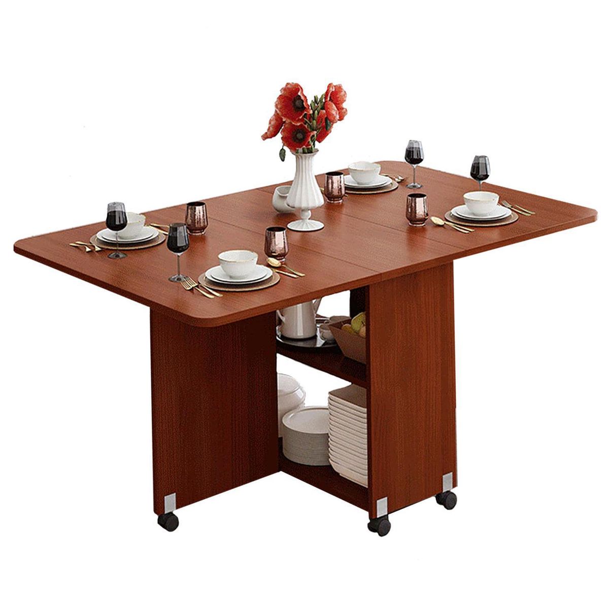 IMPORTADORA USA - Mesa de Comedor Plegable Café 140x80x77 cm