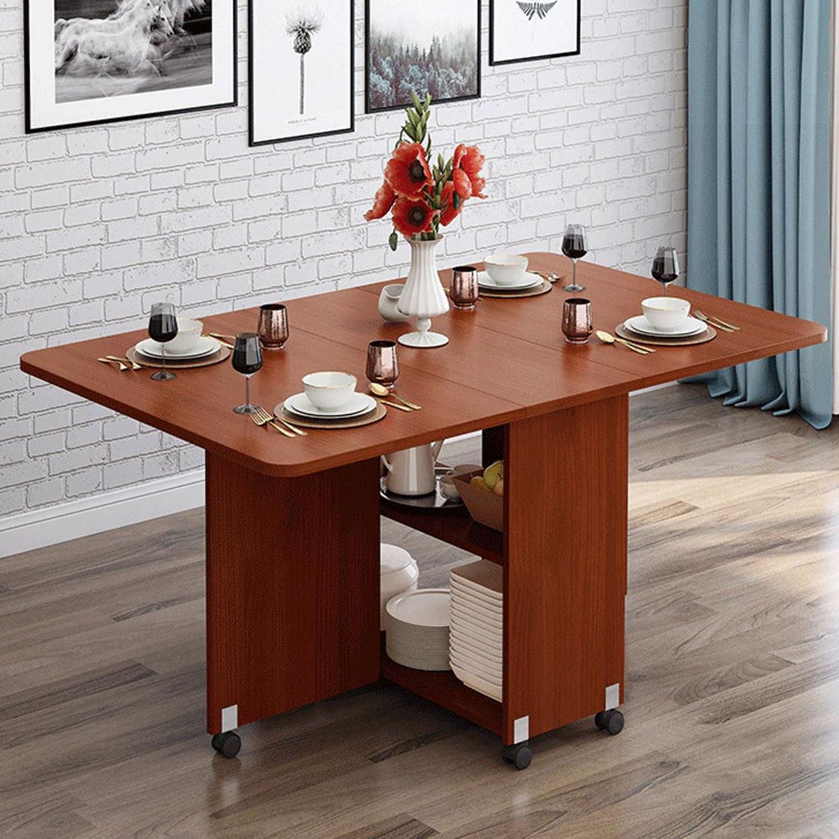 IMPORTADORA USA - Mesa de Comedor Plegable Café 140x80x77 cm